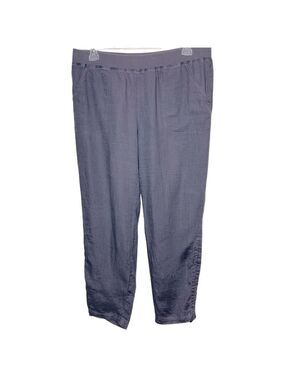 ELLEN Tracy Gray Linen Hi Rise Ankle Pants Pull on Jogger Elastic Band Sz L
